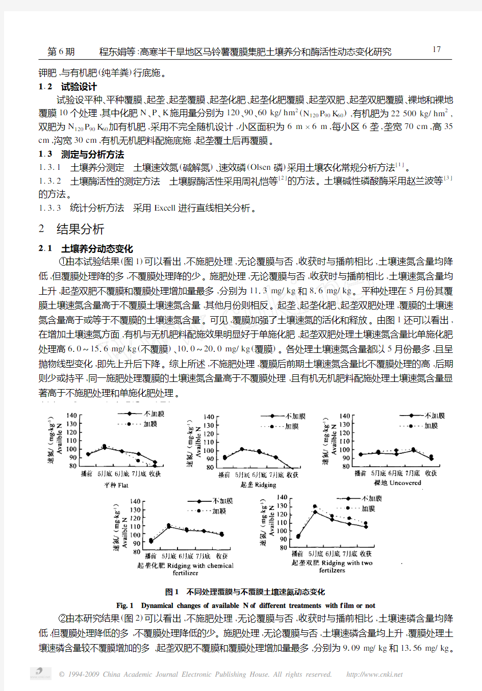 高寒半干旱地区马铃薯覆膜集肥土壤养分和酶活性动态变化研究