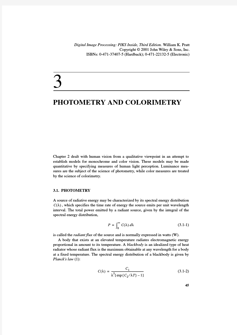 3 - Photometry and Colorimetry