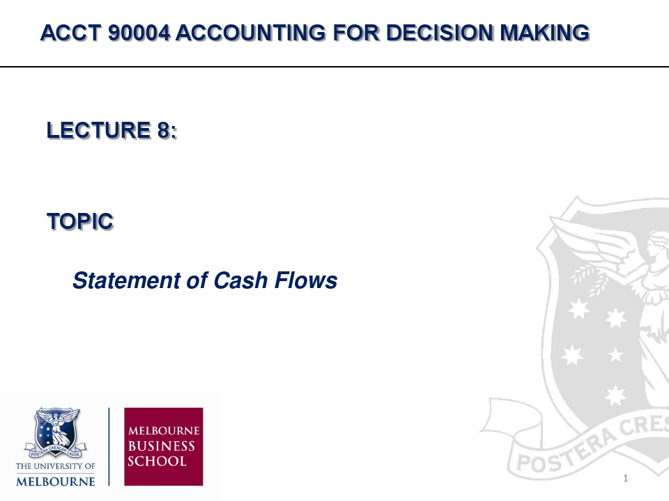 Lecture 08 - Cash Flow Statements