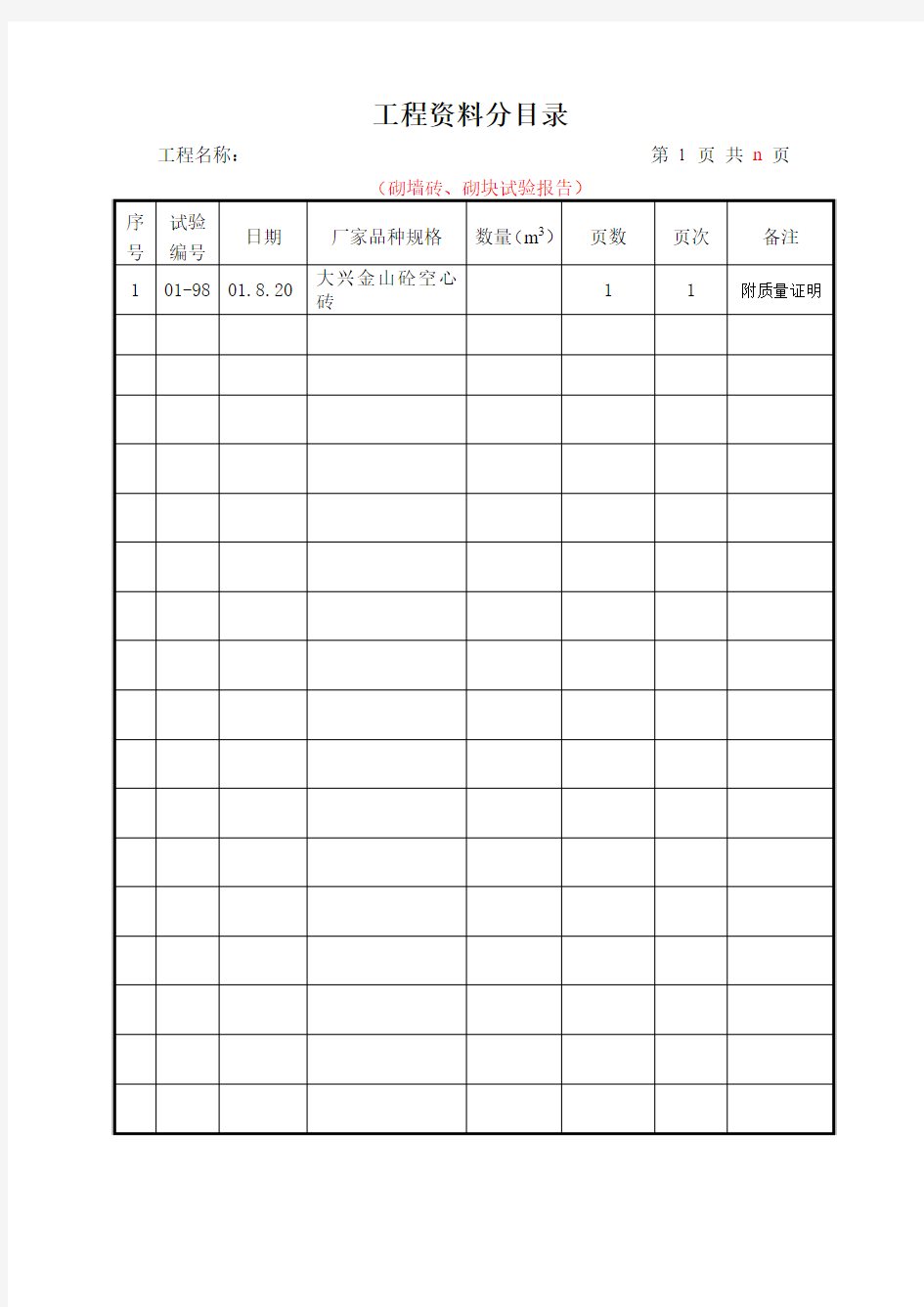 砌墙砖(砌块)试验报告