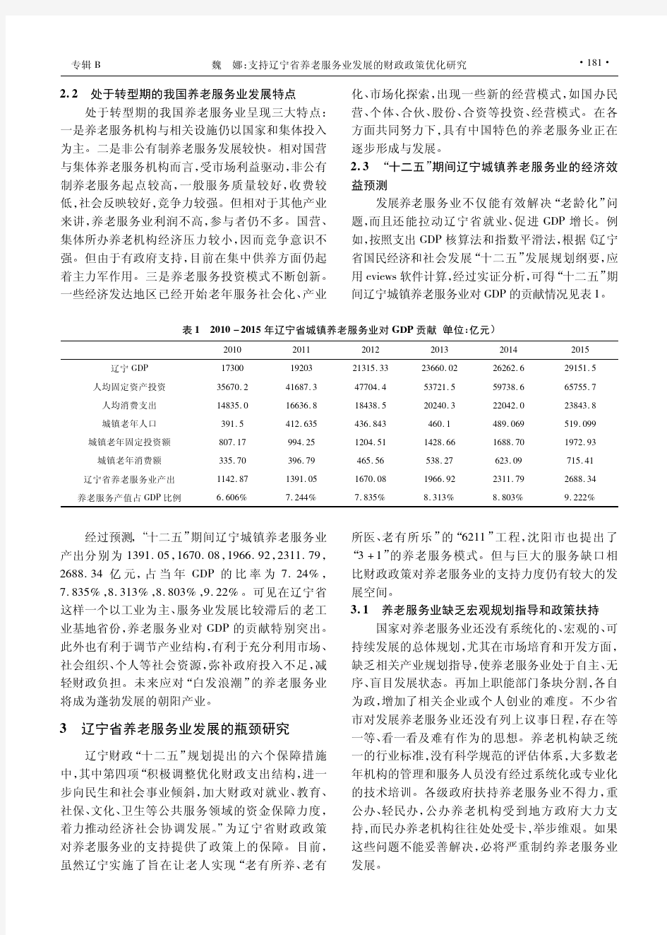 支持辽宁省养老服务业发展的财政政策优化研究_魏娜