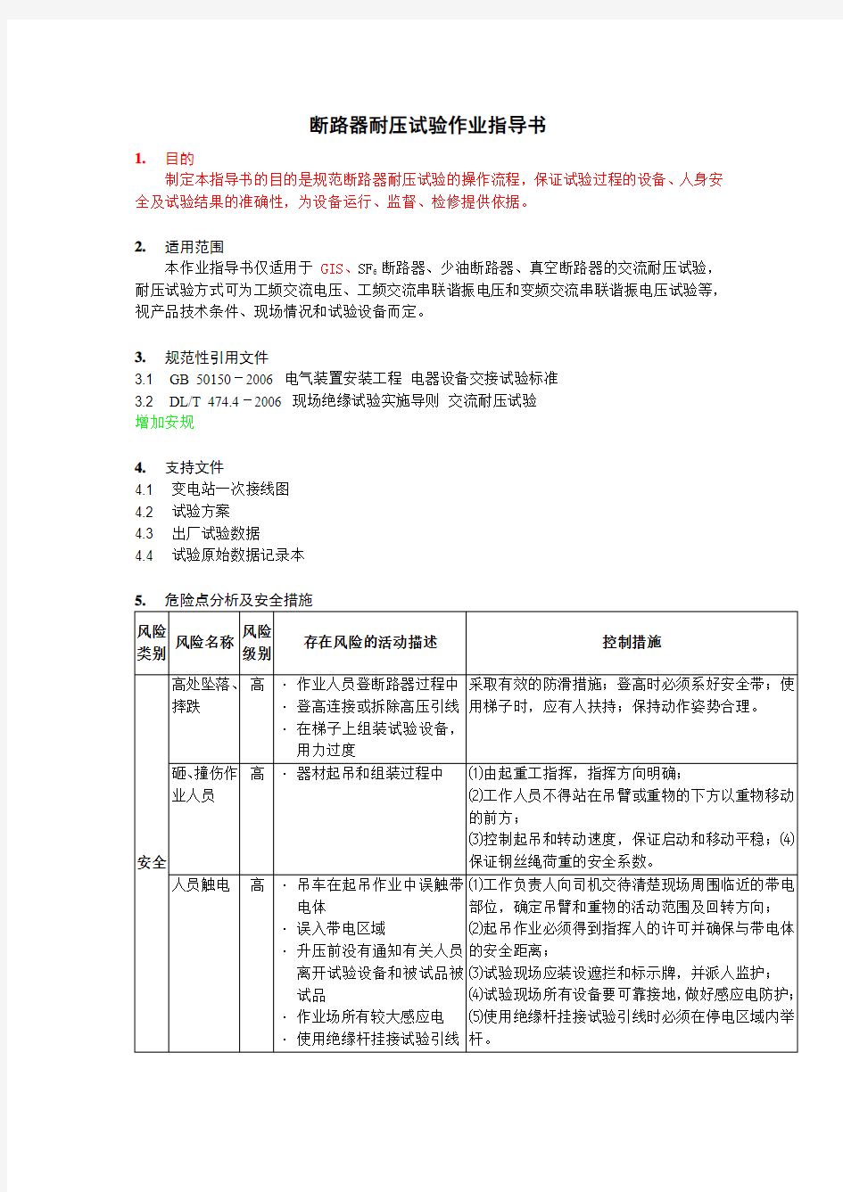 断路器耐压试验作业指导书