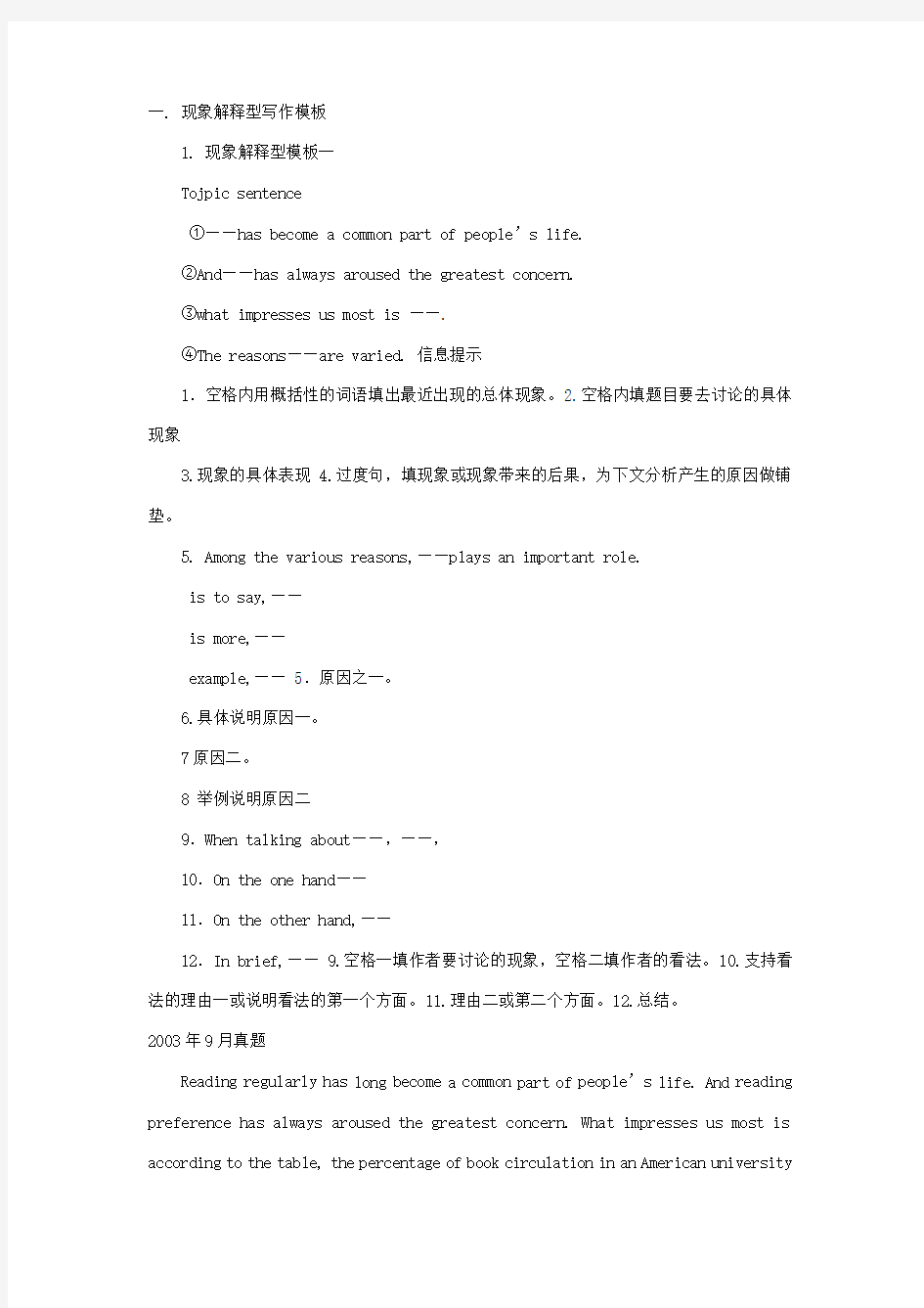 英语六级作文题型分析及范文