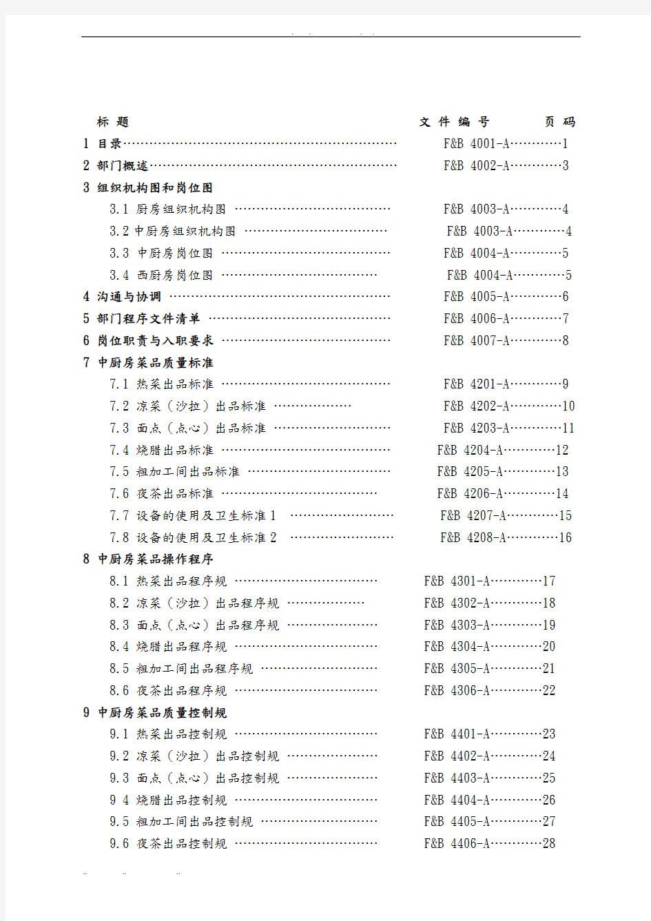 厨房管理工作手册sop