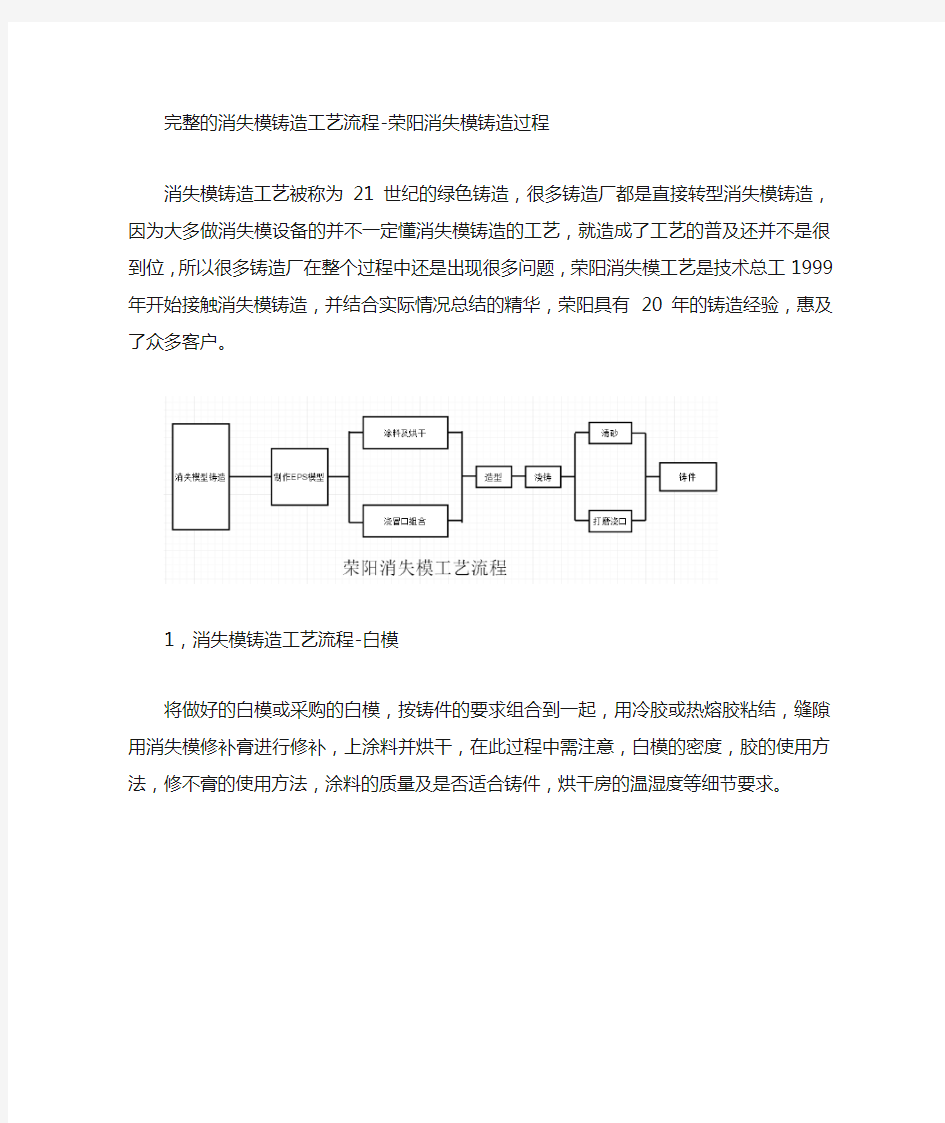 消失模铸造工艺流程(完整)