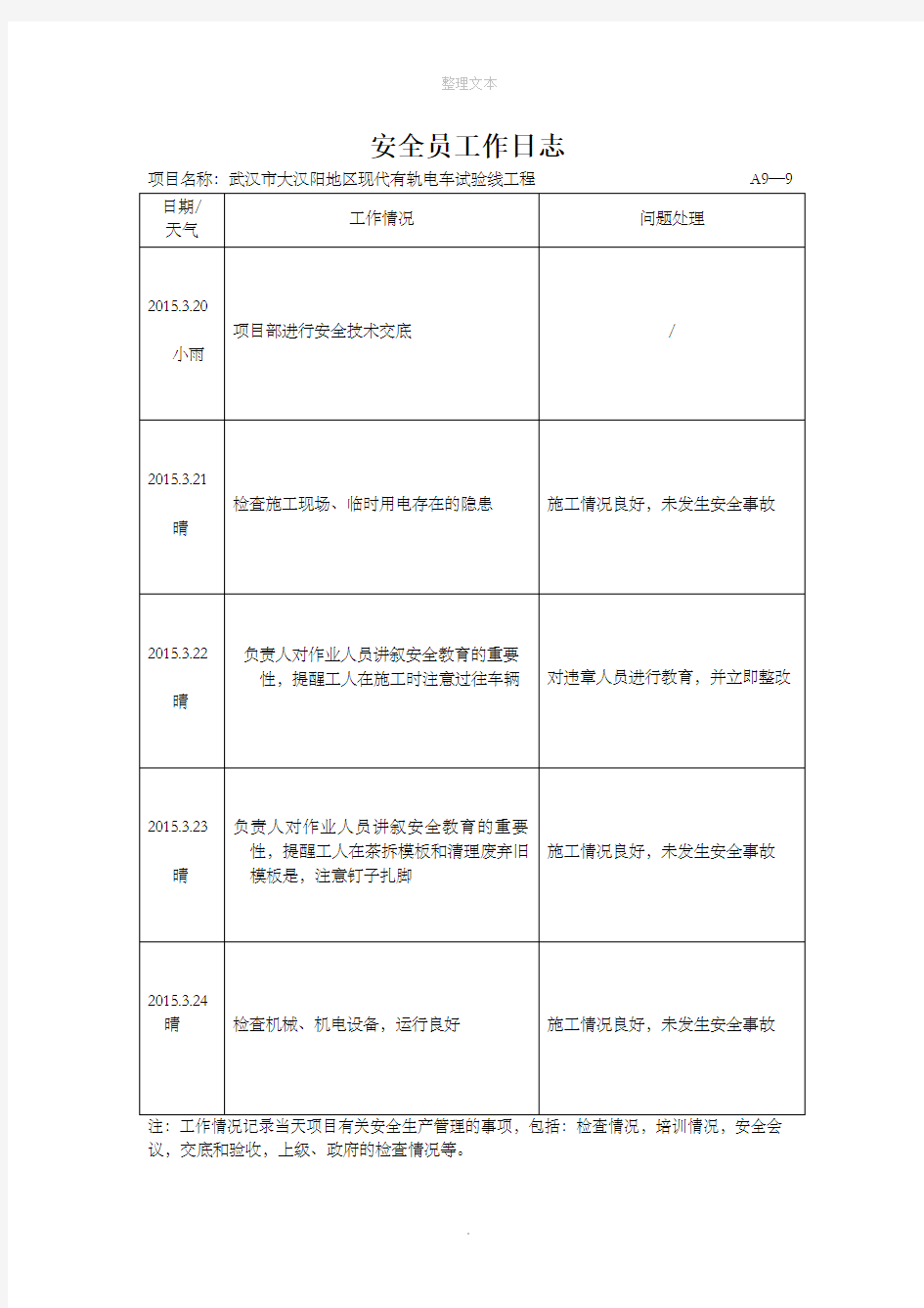 安全员工作日志93195