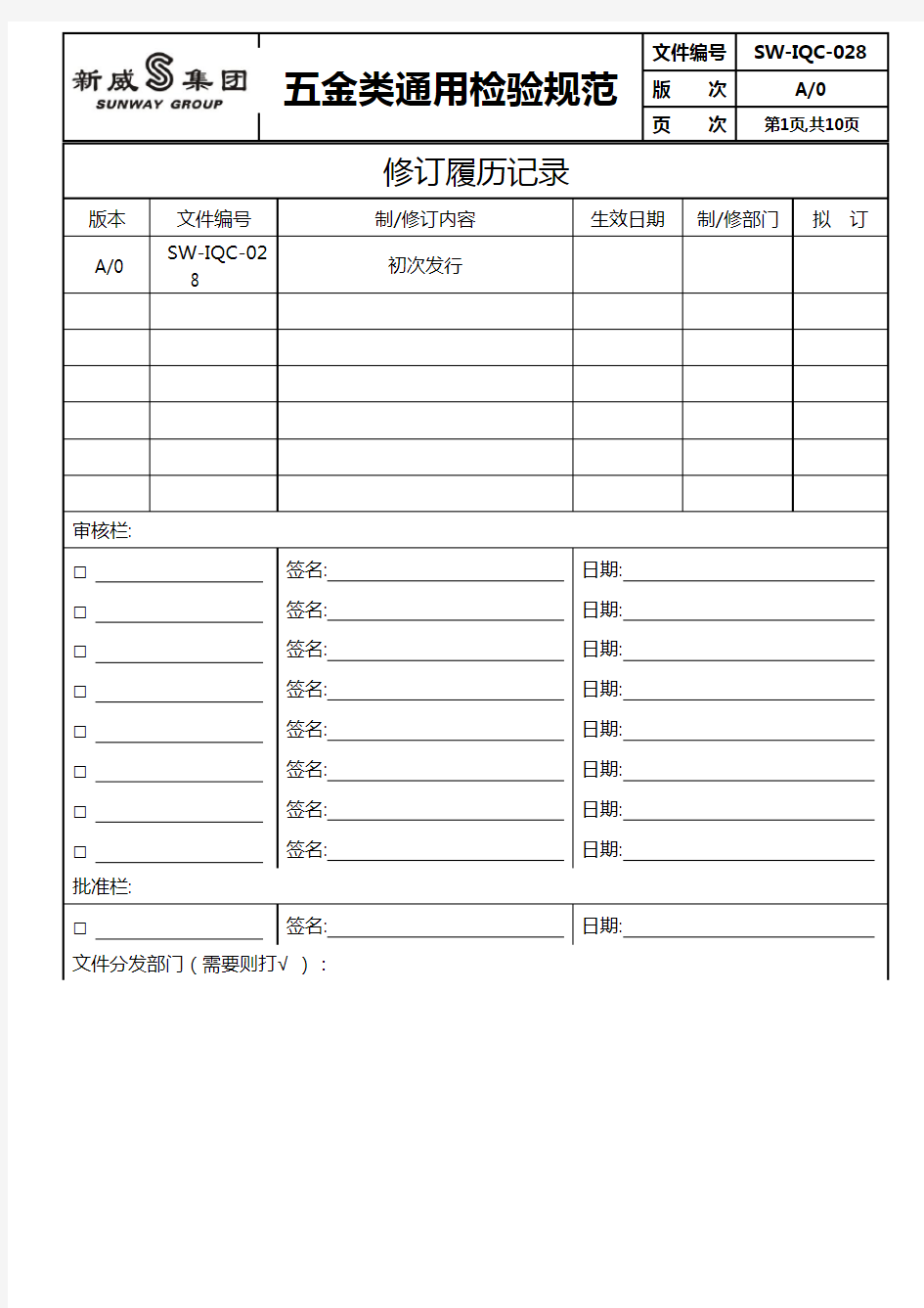 五金类通用检验规范