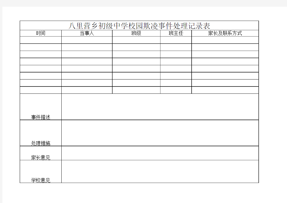 校园欺凌专项排查表  记录表