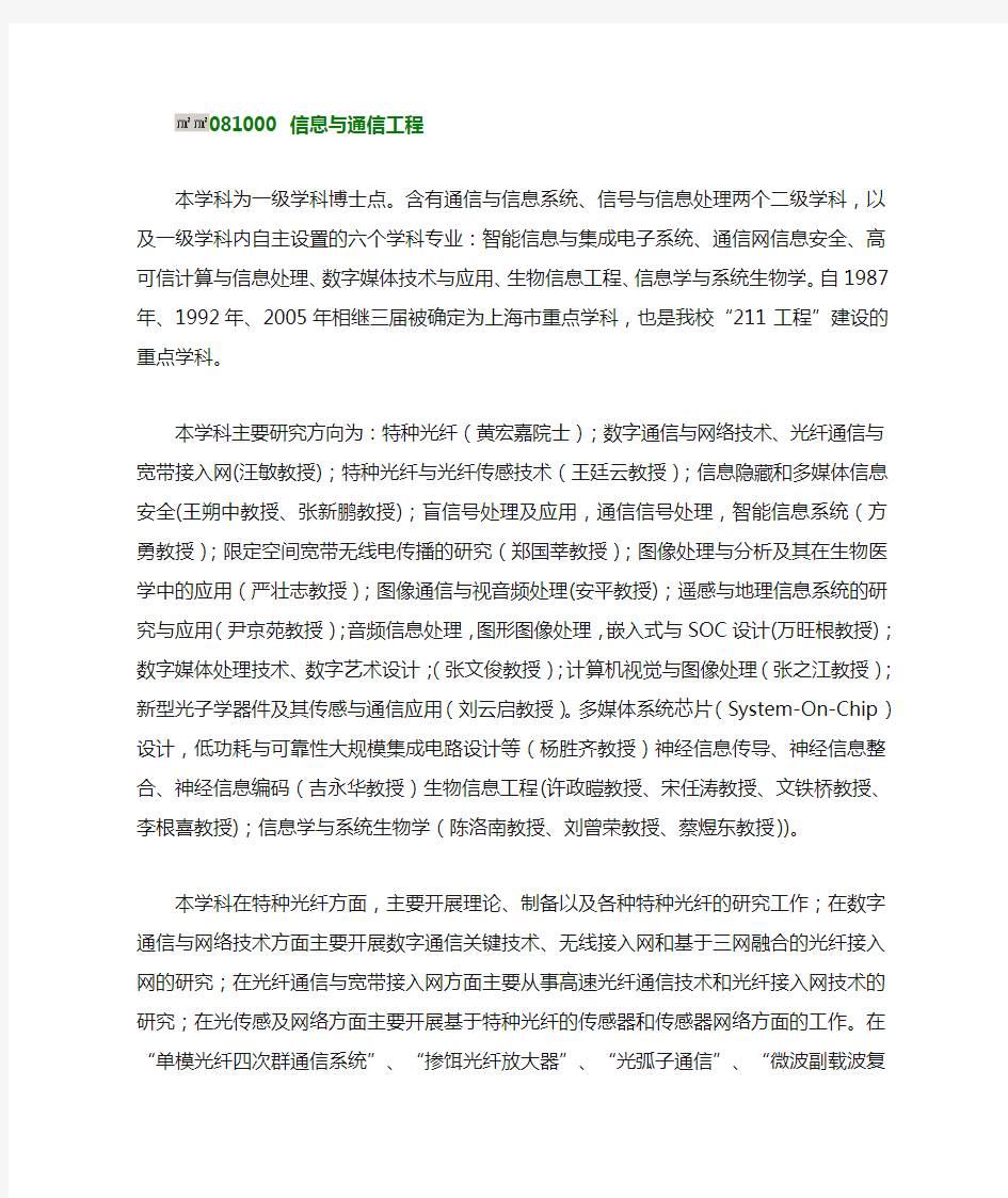 上海大学通信学院导师详情