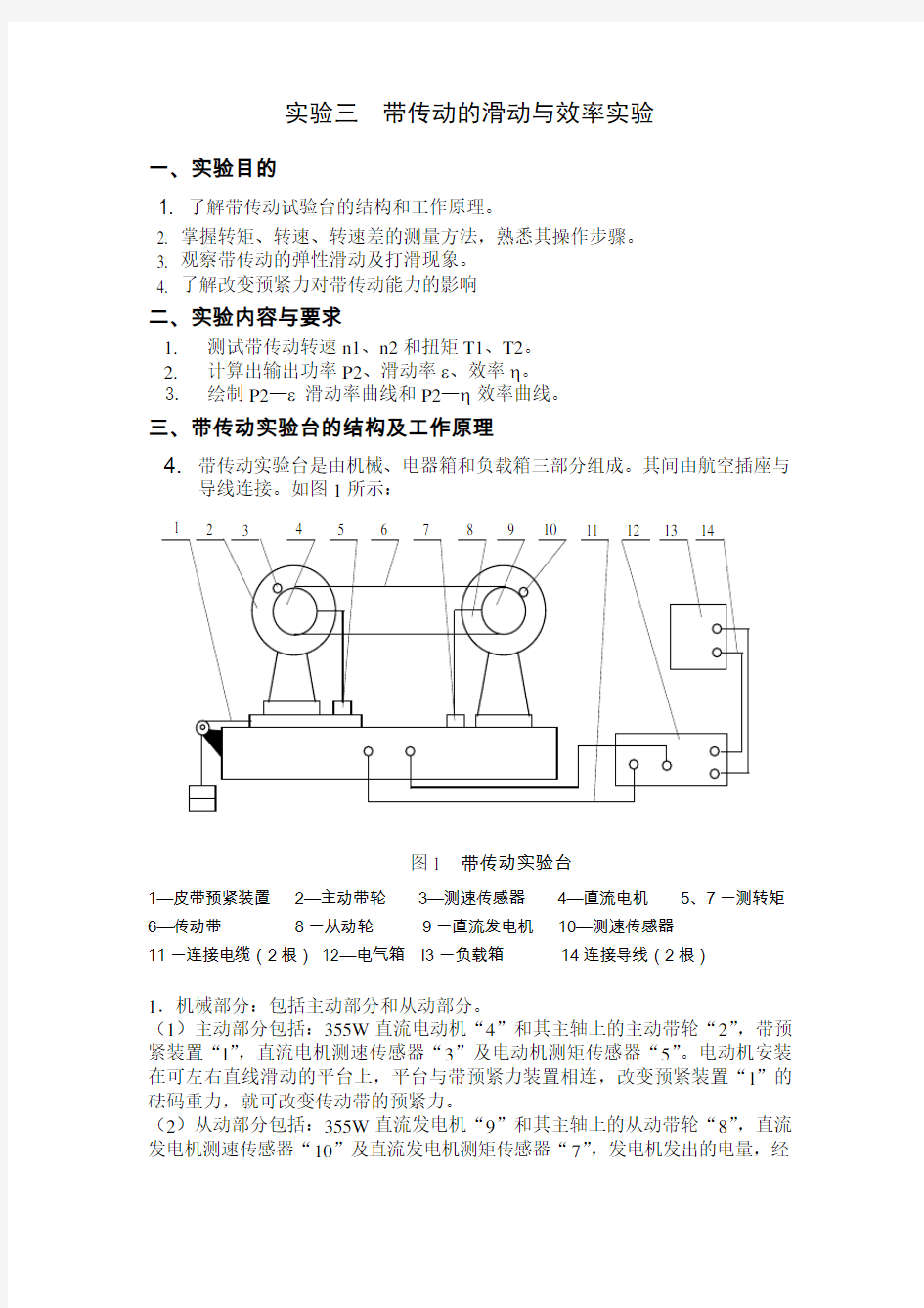 带传动的滑动与效率试验