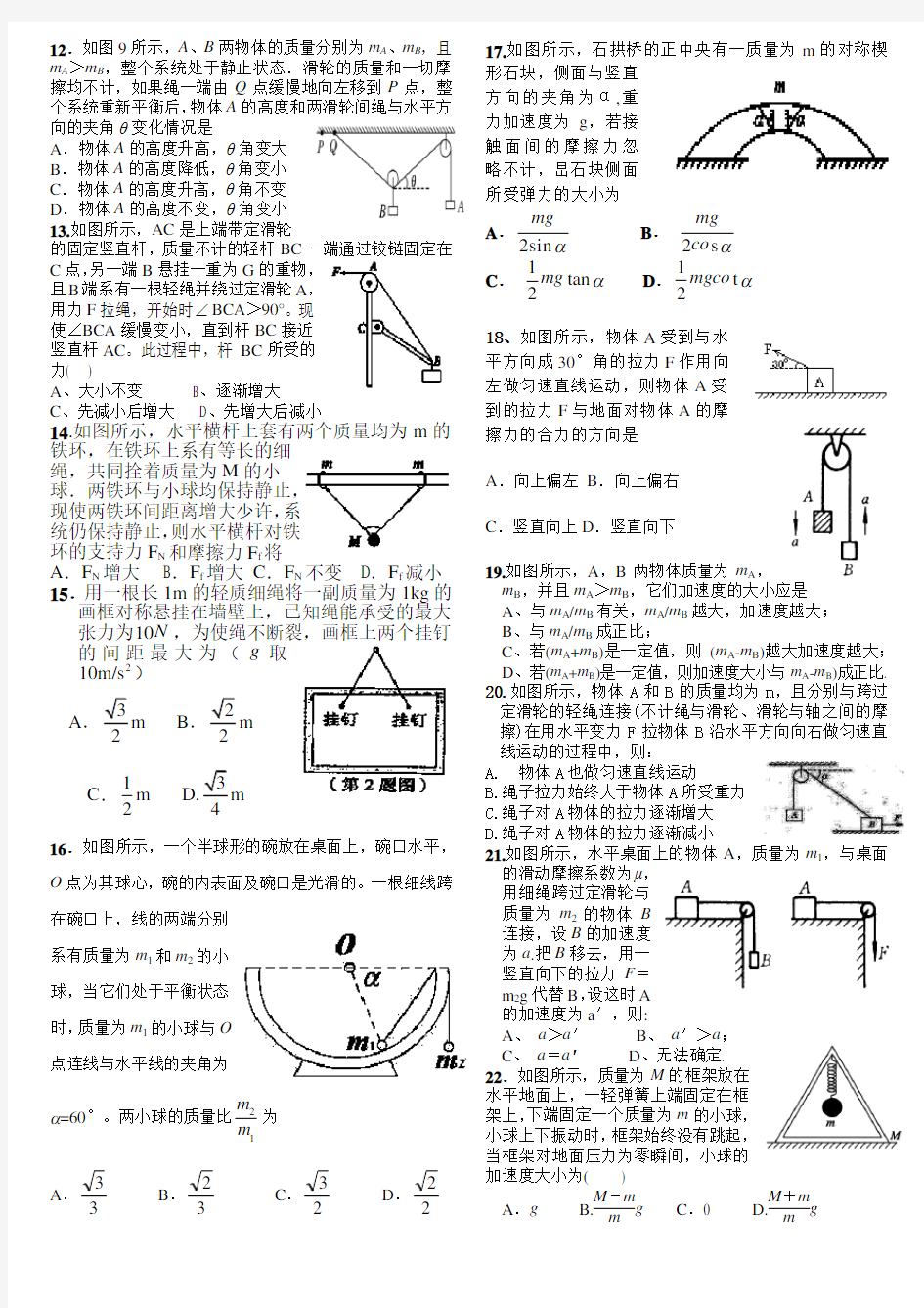 高中物理力学平衡问题