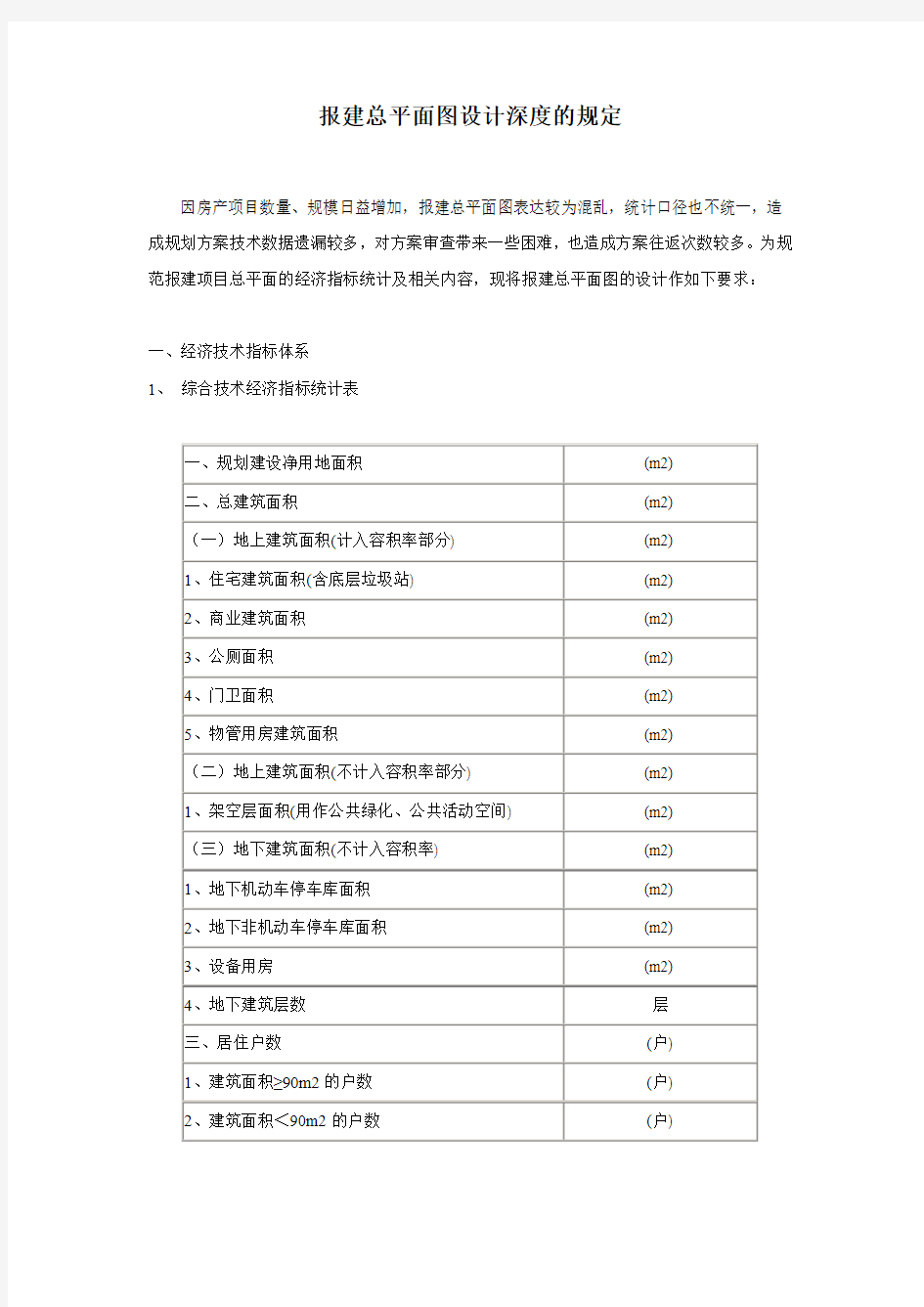 报建总平面图设计深度的规定