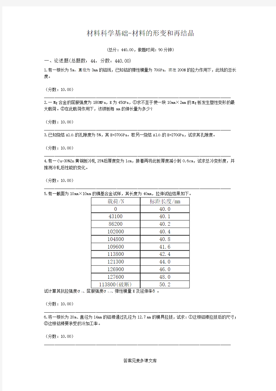 材料科学基础-材料的形变和再结晶.doc