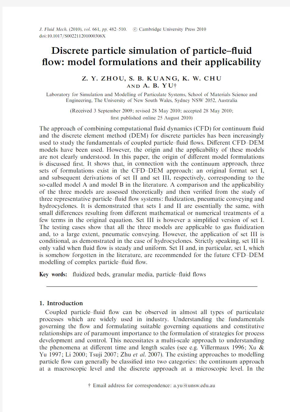 Discrete particle simulation of particle–fluid flow model formulations and their applicability