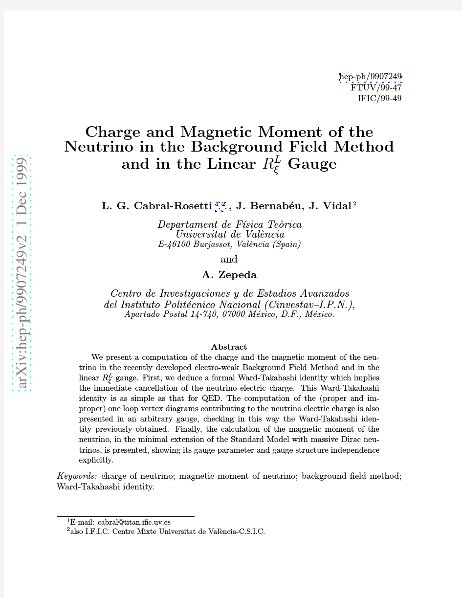 Charge and Magnetic Moment of the Neutrino in the Background Field Method and in the Linear