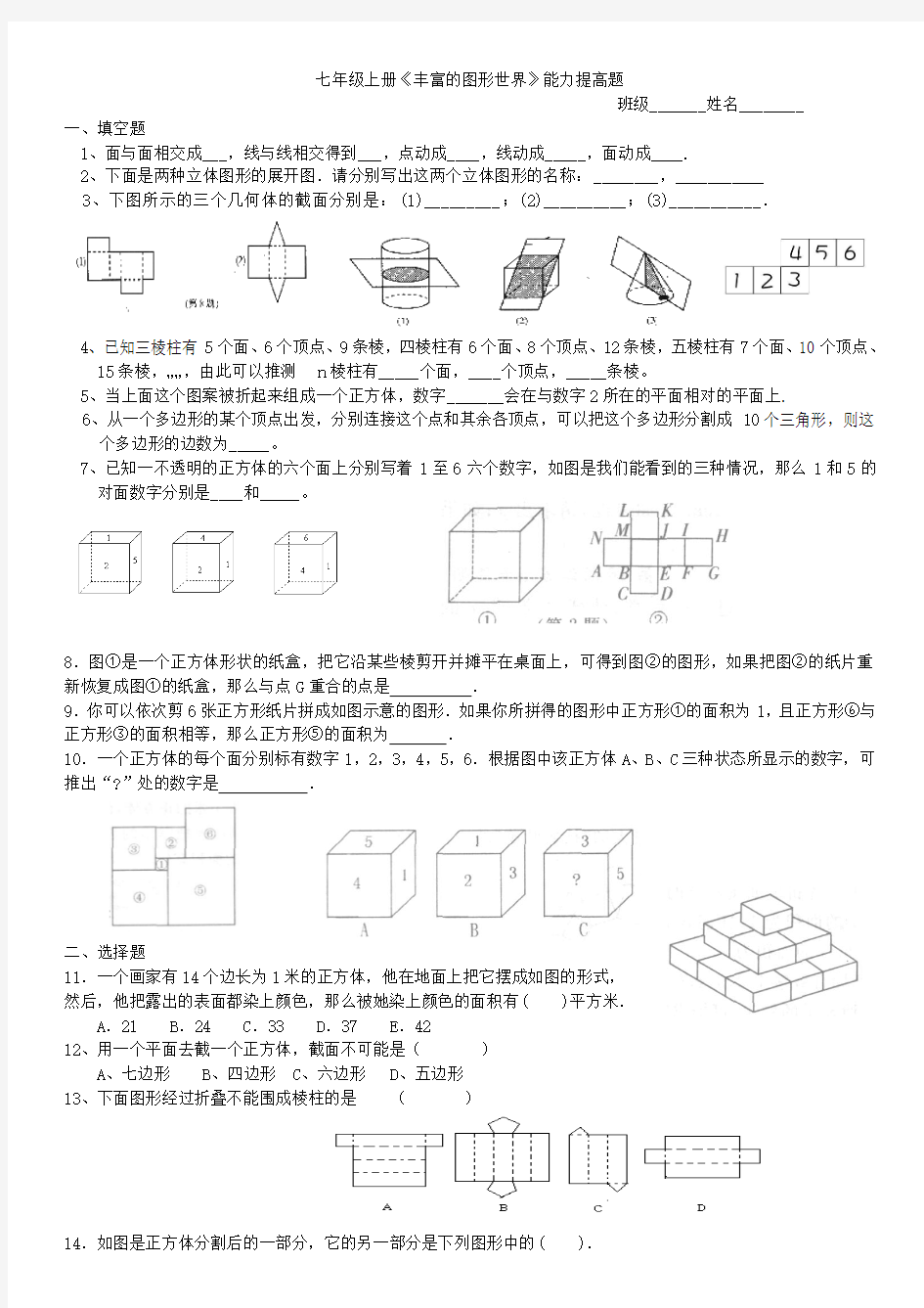 丰富的图形世界能力提高练习