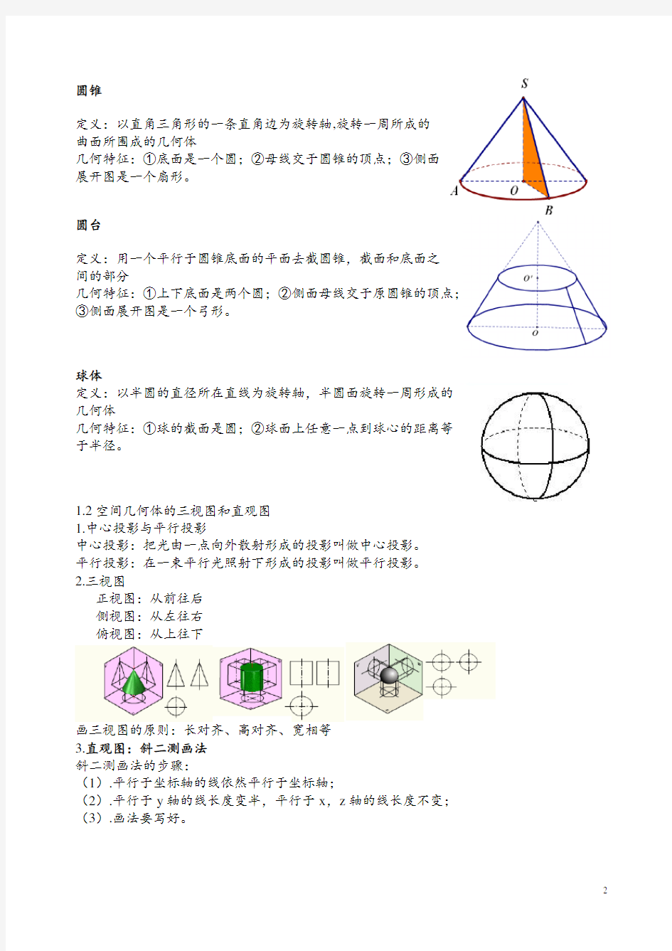 高中数学必修2知识点总结归纳 整理