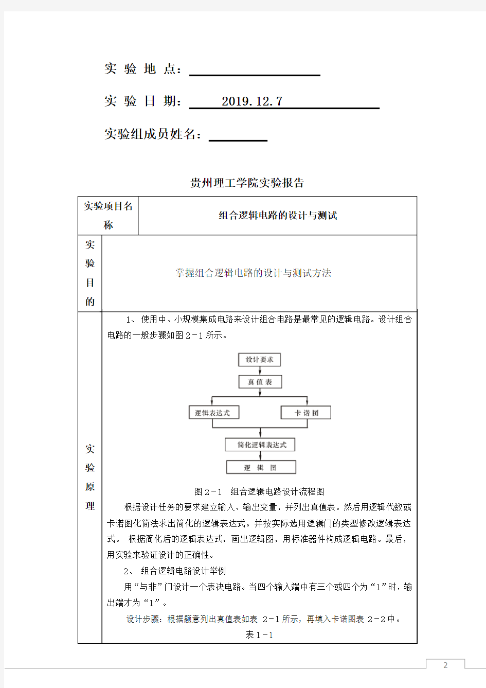 组合逻辑电路的设计与测试