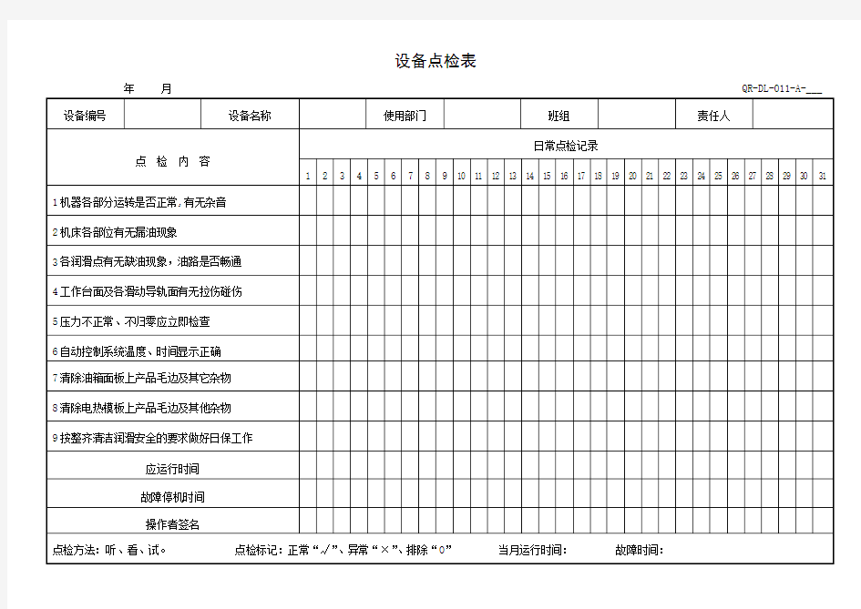 设备点检表