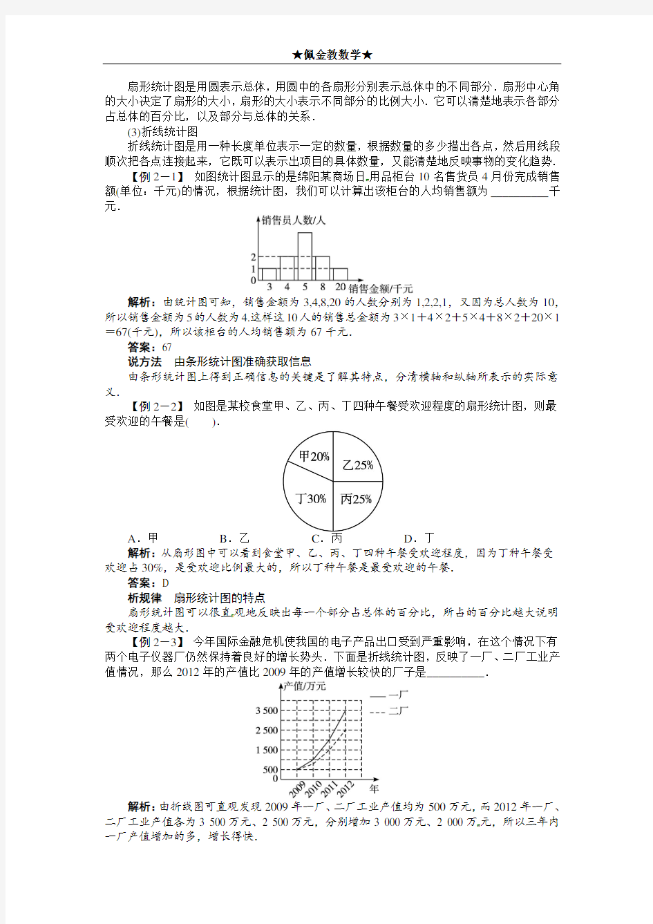 5.3 用统计图描述数据例题与讲解