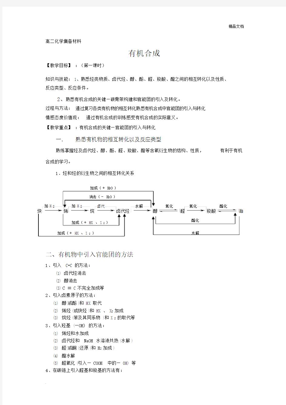 有机合成知识点小结.docx