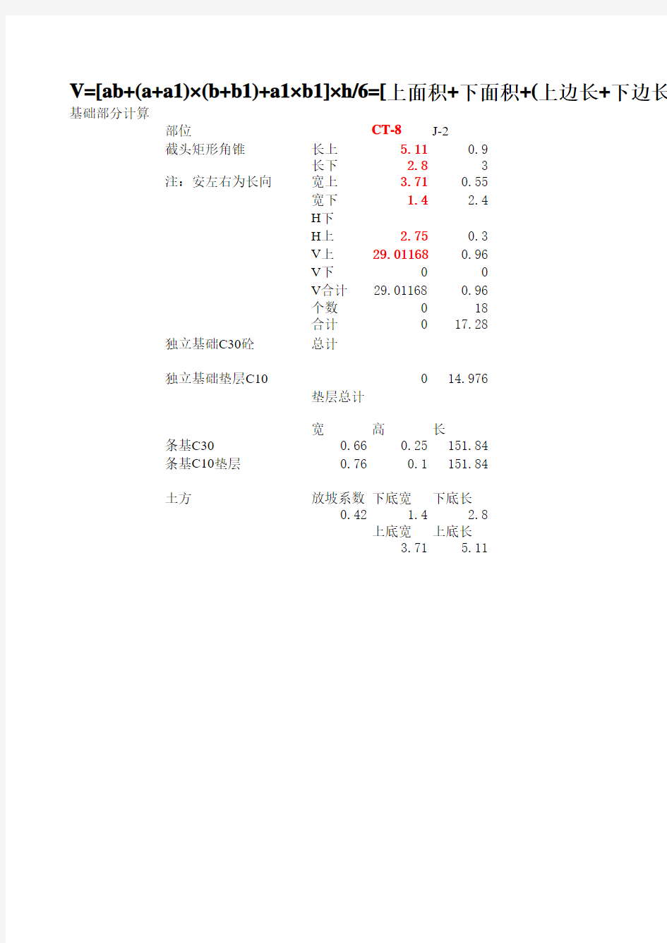 四棱台体积自动计算公式表