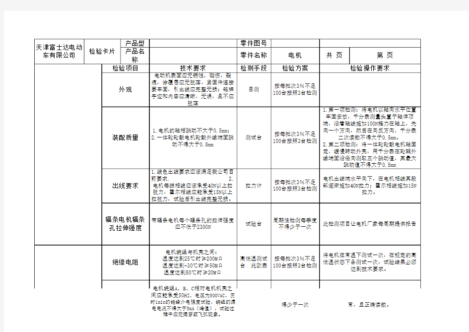 电机检测标准