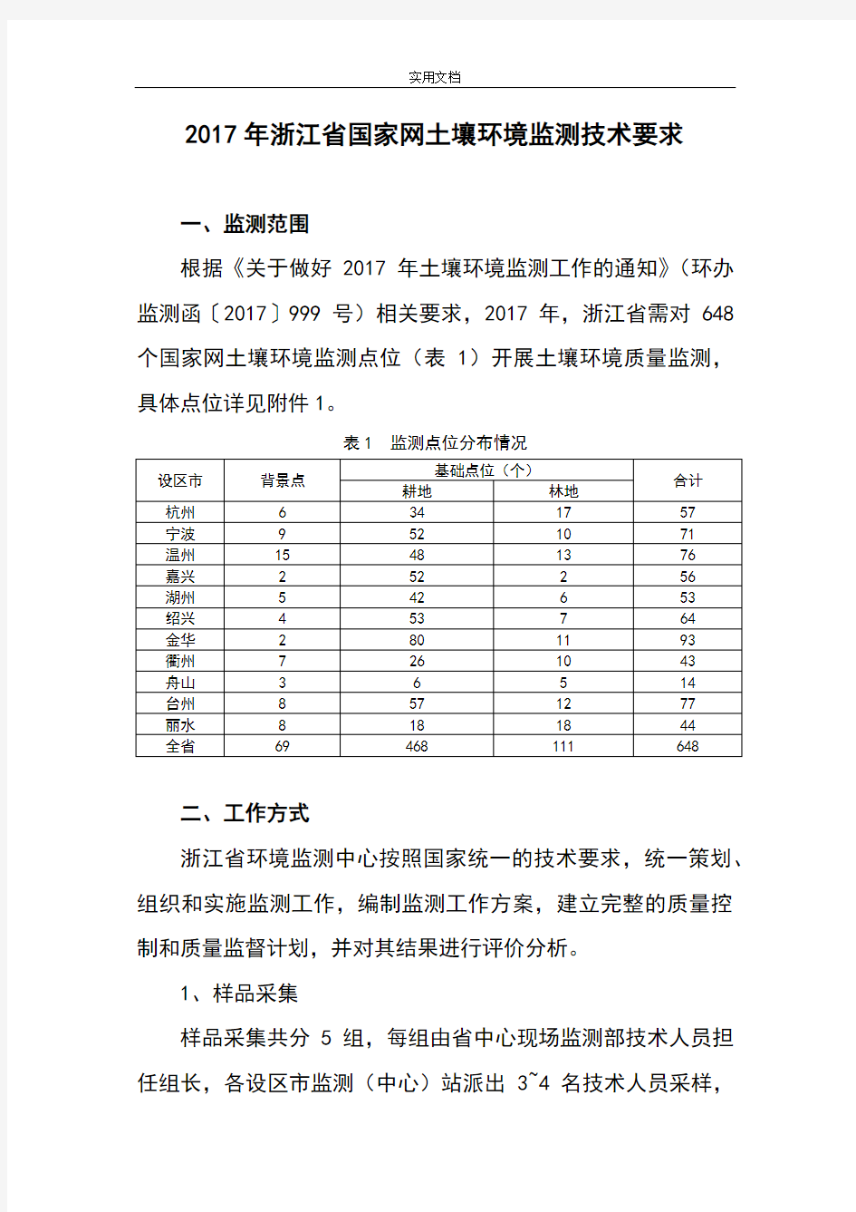 2017年浙江省国家网土壤环境监测技术要求
