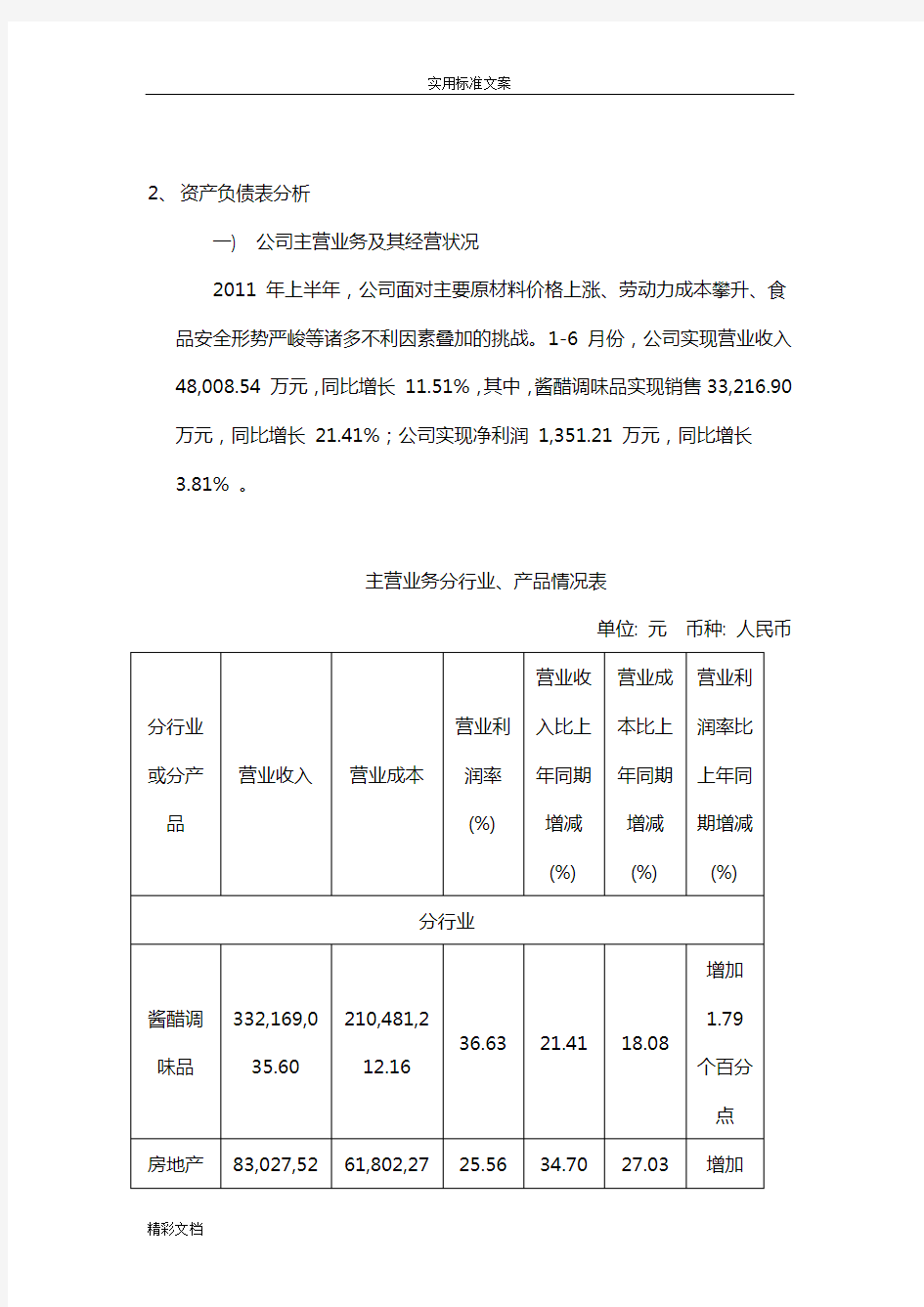 江苏恒顺醋业财务报表分析报告报告材料作业