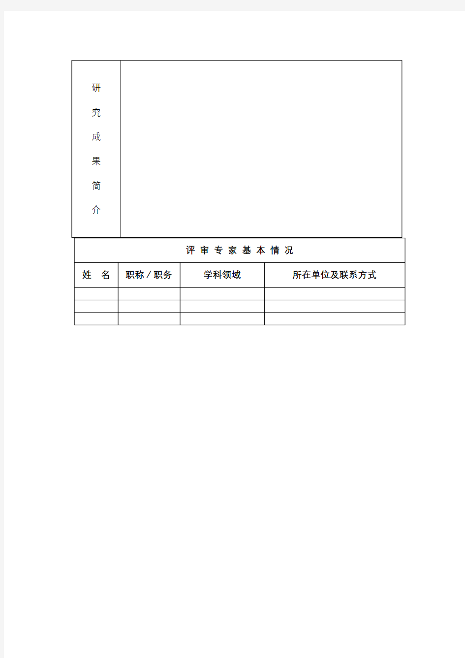 科研项目结题评审表【模板】