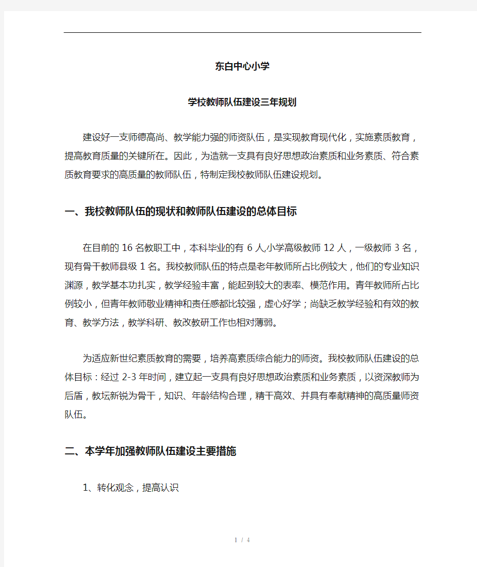 教师队伍建设三年规划方案