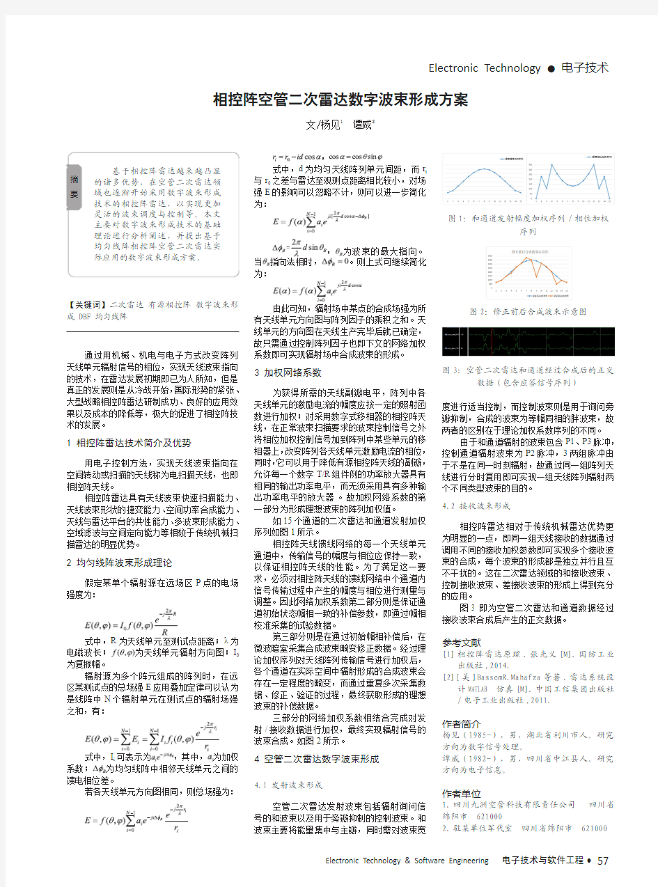 相控阵空管二次雷达数字波束形成方案