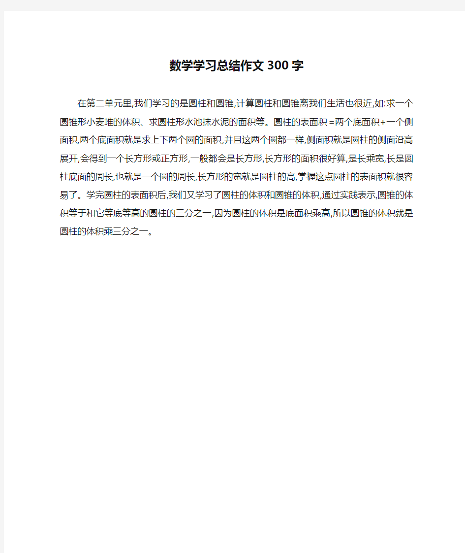 数学学习总结作文300字_作文