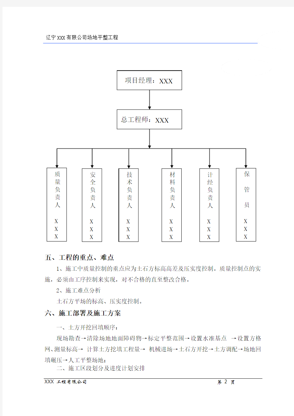 场地平整施工组织设计