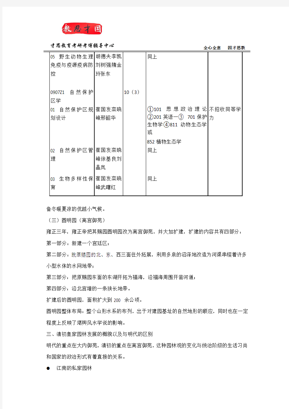 2014北京林业大学园林学院风景园林规划与设计考研真题及初试科目(含招生简章)