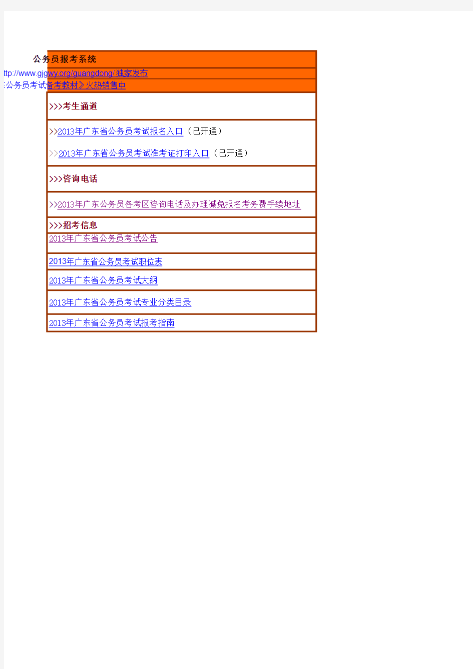 广东省2013年考试录用乡镇(街道)机关公务员职位表