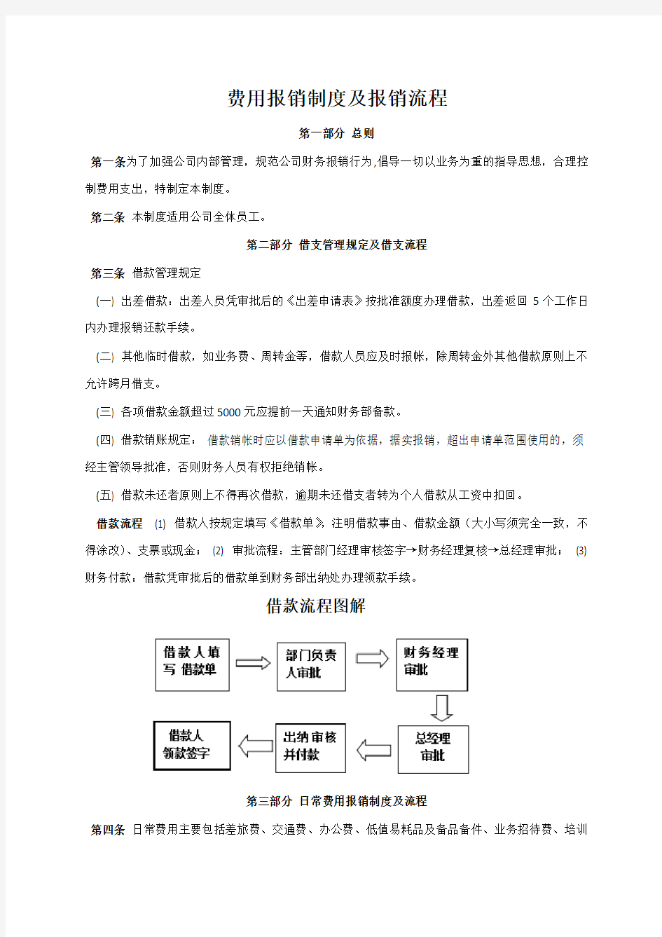 公司费用报销制度及报销流程