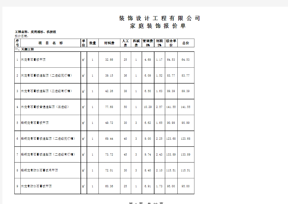 样板房装修材料报价绝对大全.xls