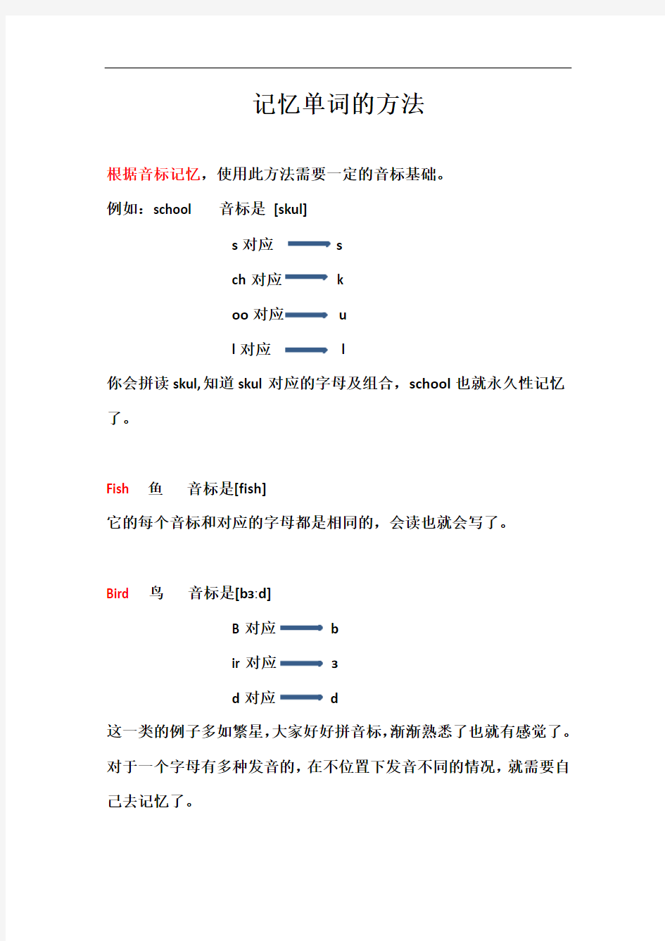 单词记忆方法一