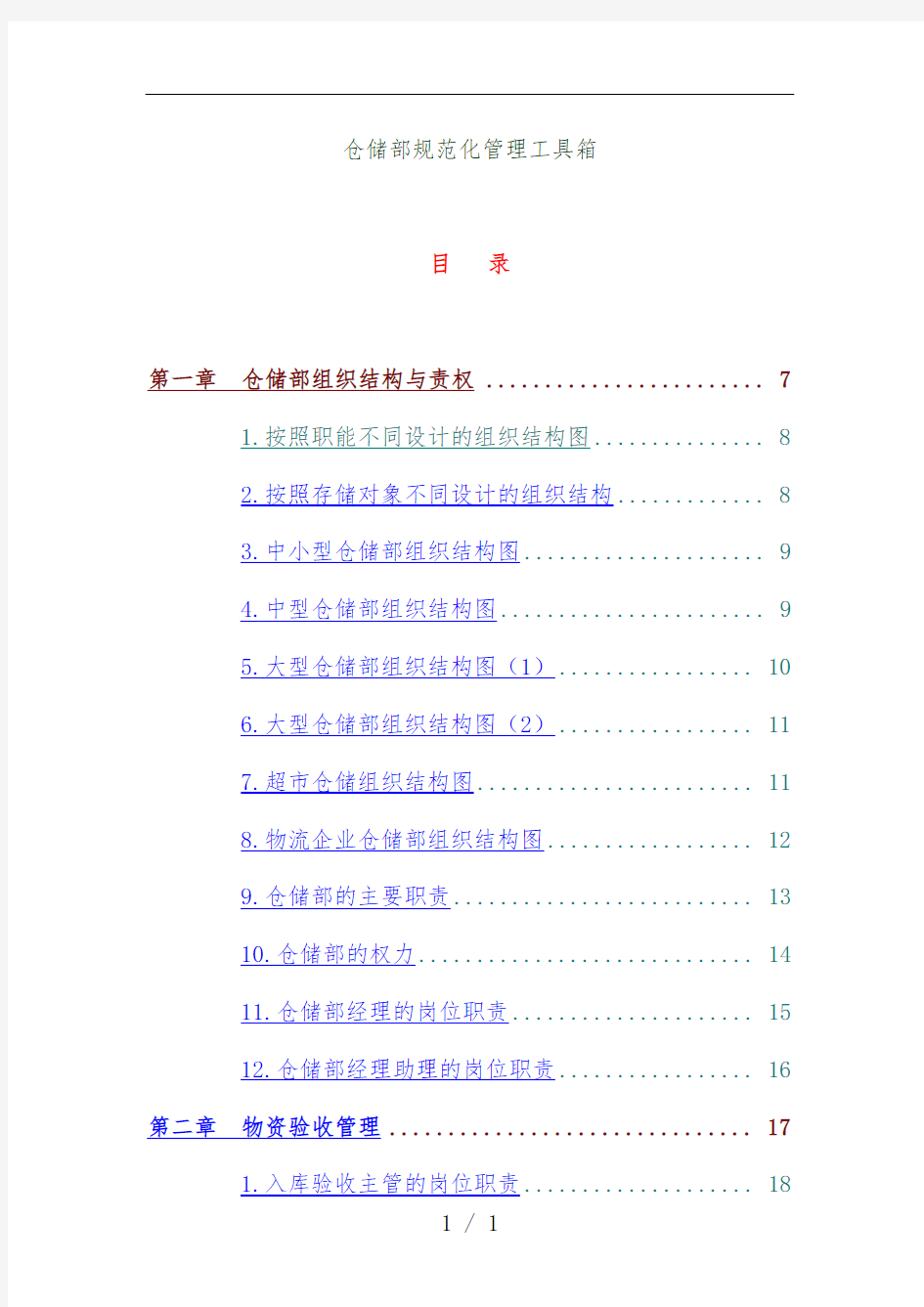 仓储规范管理知识工具箱