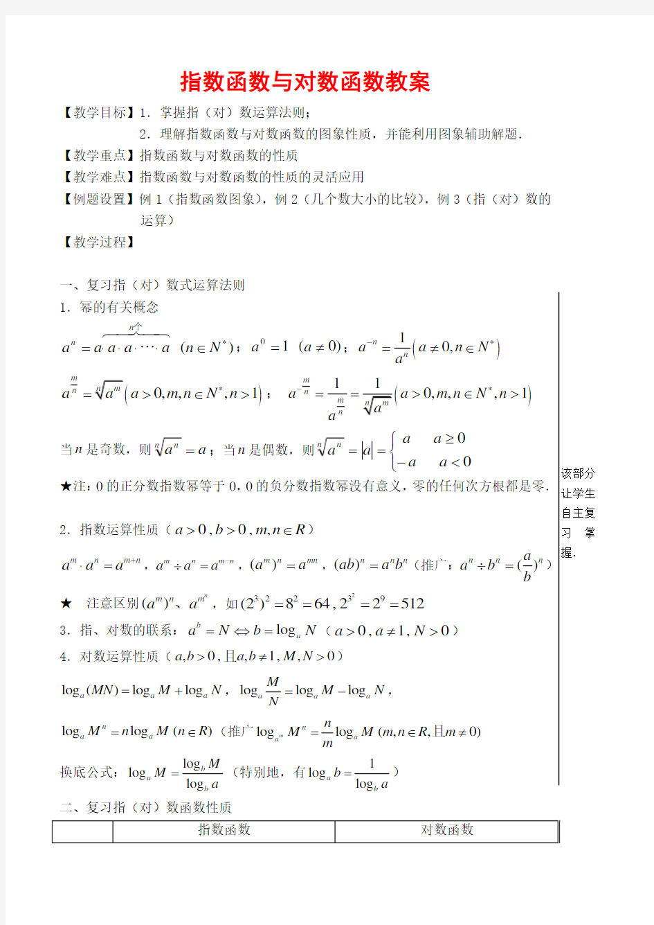 指数函数与对数函数教案