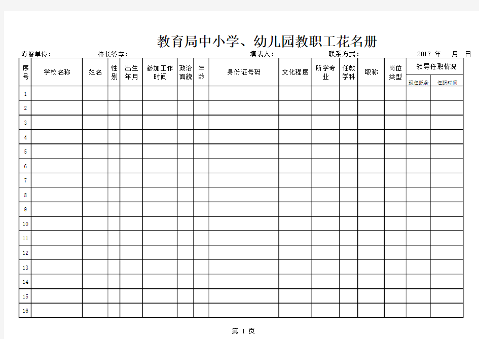 小学教职工花名册(全)