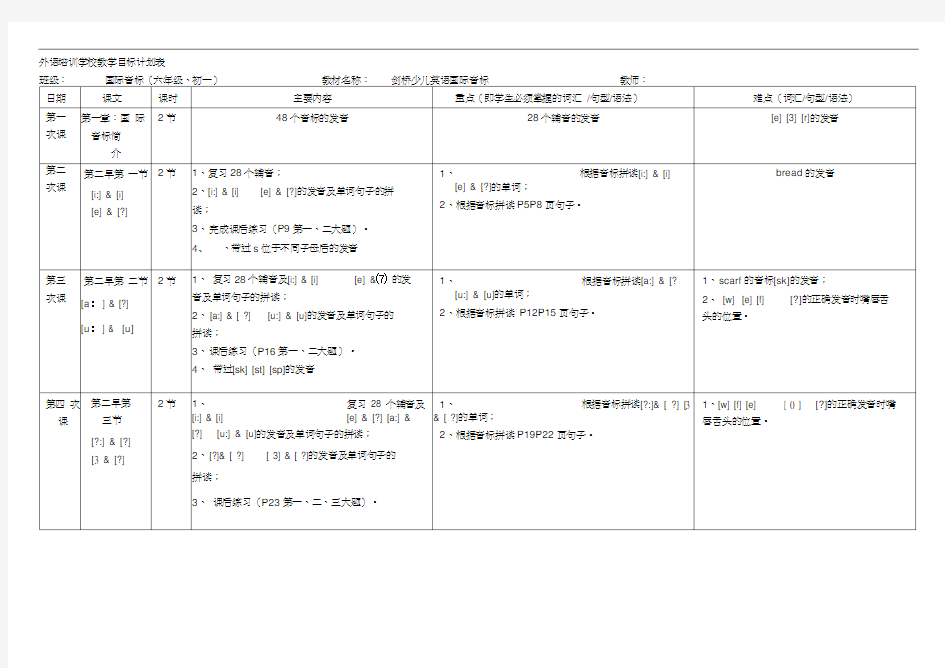 国际音标教学计划