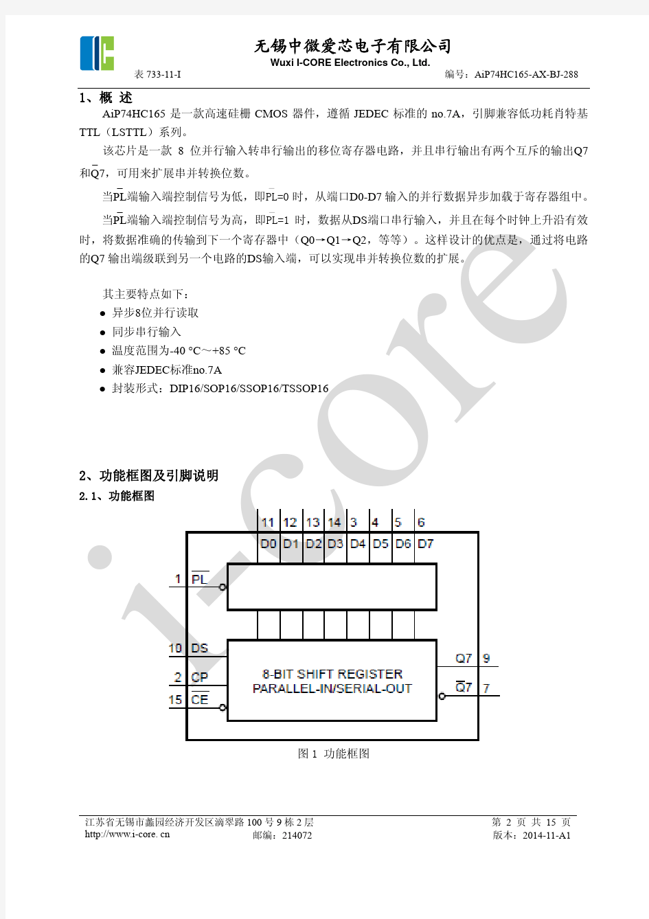 AiP74HC165中文使用说明书