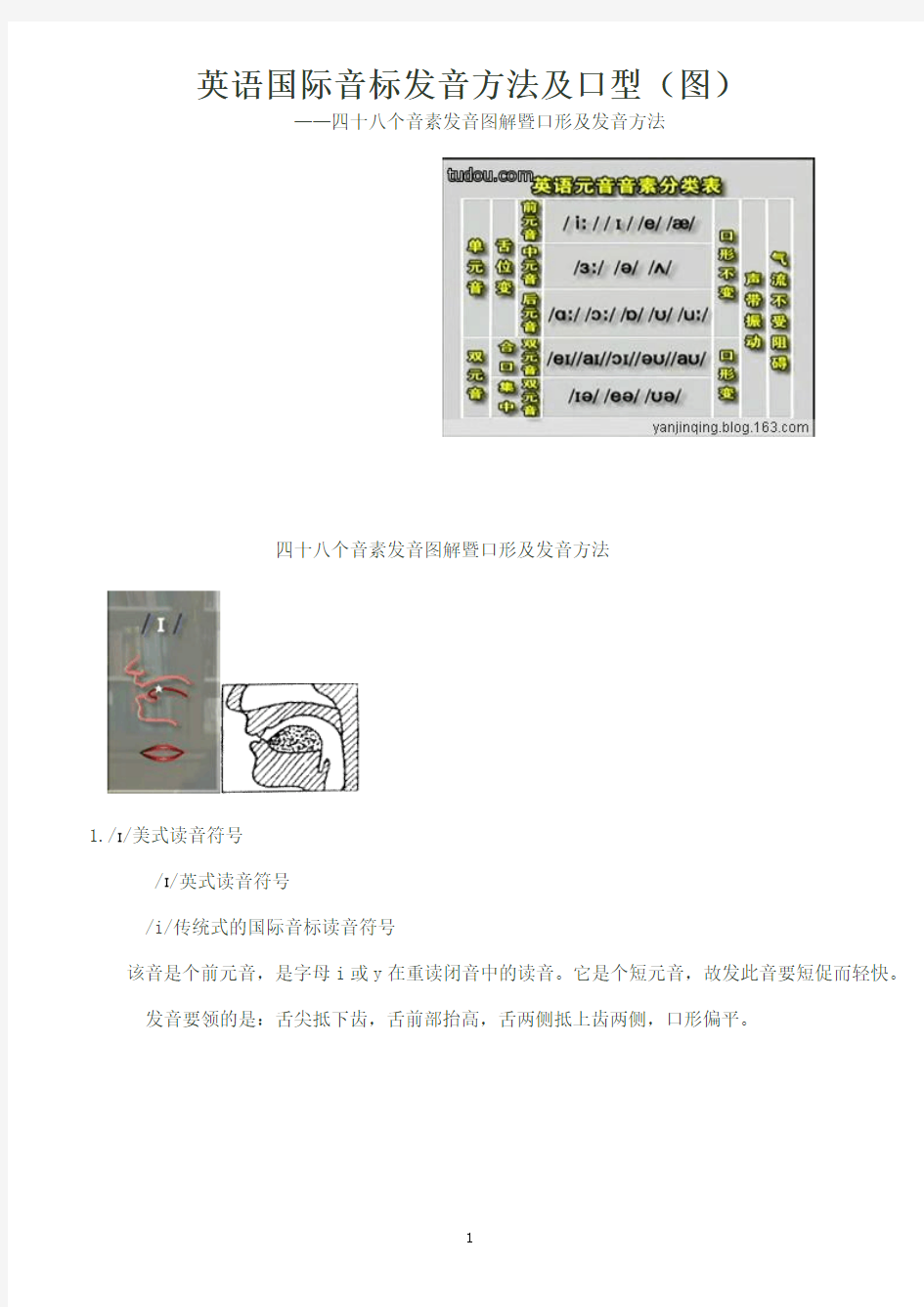 英语国际音标发音方法及口型(图)