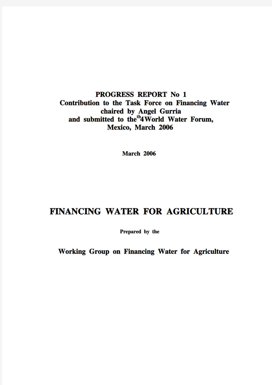 Finacing Water for Agriculture