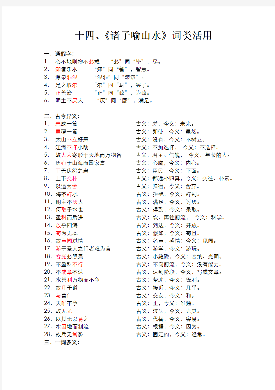 诸子喻山水_知识点整理