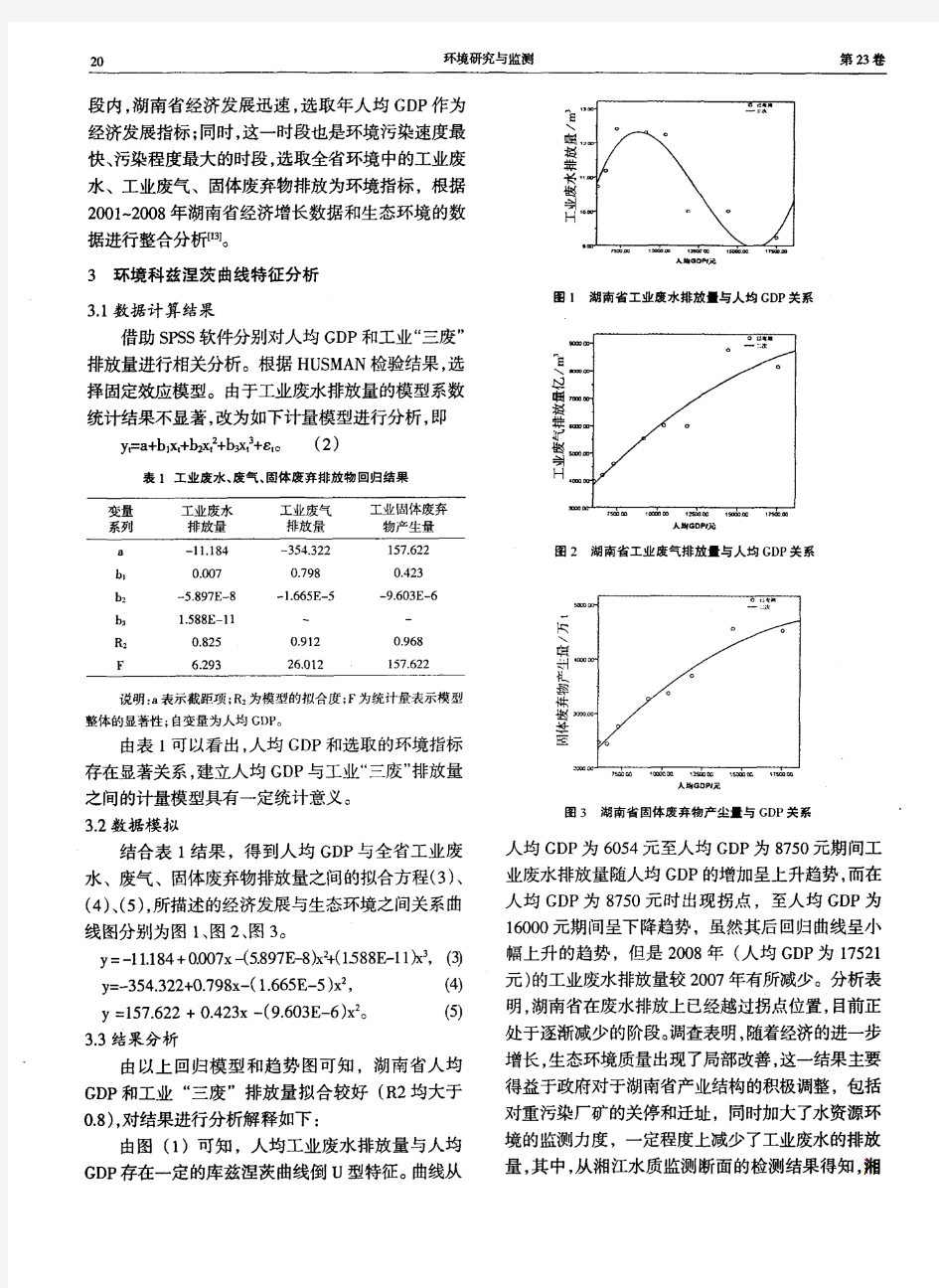 湖南省经济发展与生态环境质量变迁分析