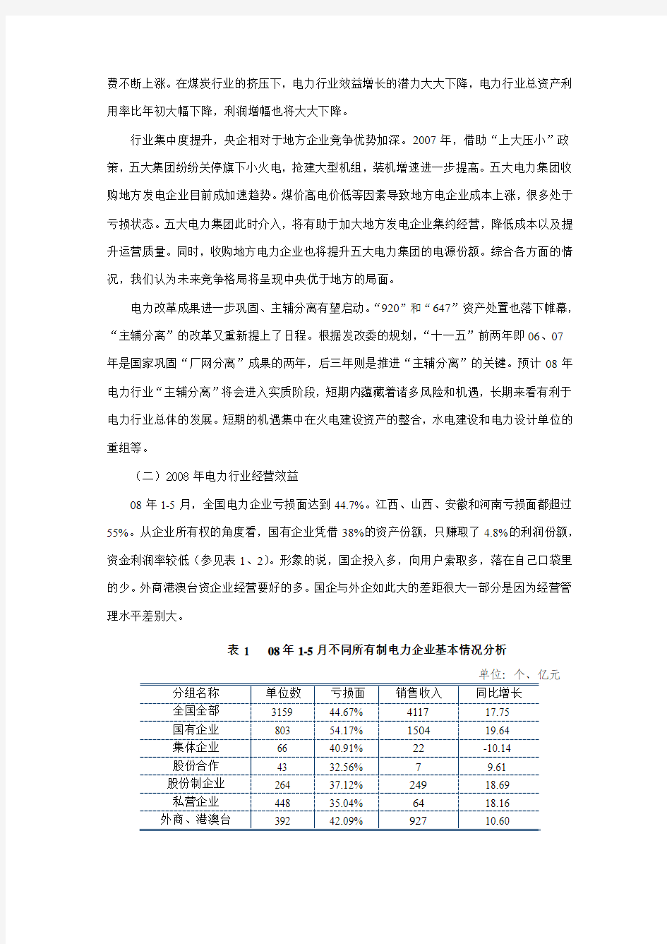 中国电力行业风险分析