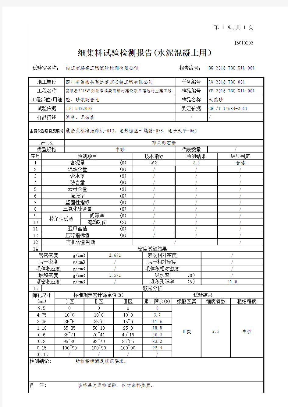 细集料试验检测报告改